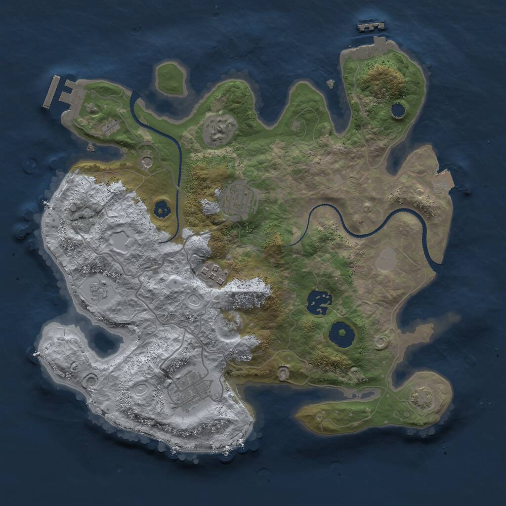 Rust Map: Procedural Map, Size: 3000, Seed: 885691, 10 Monuments