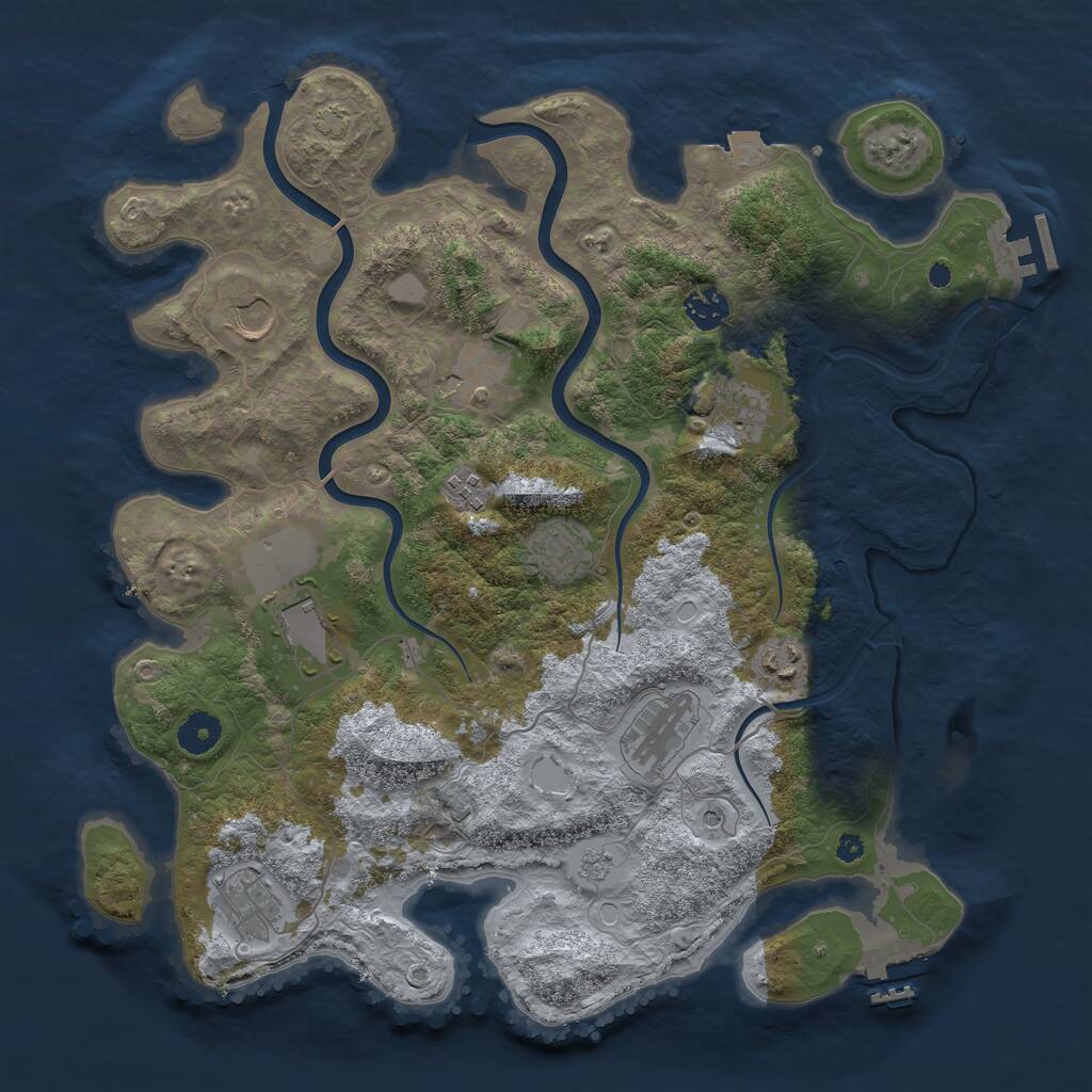 Rust Map: Procedural Map, Size: 3875, Seed: 427960160, 16 Monuments