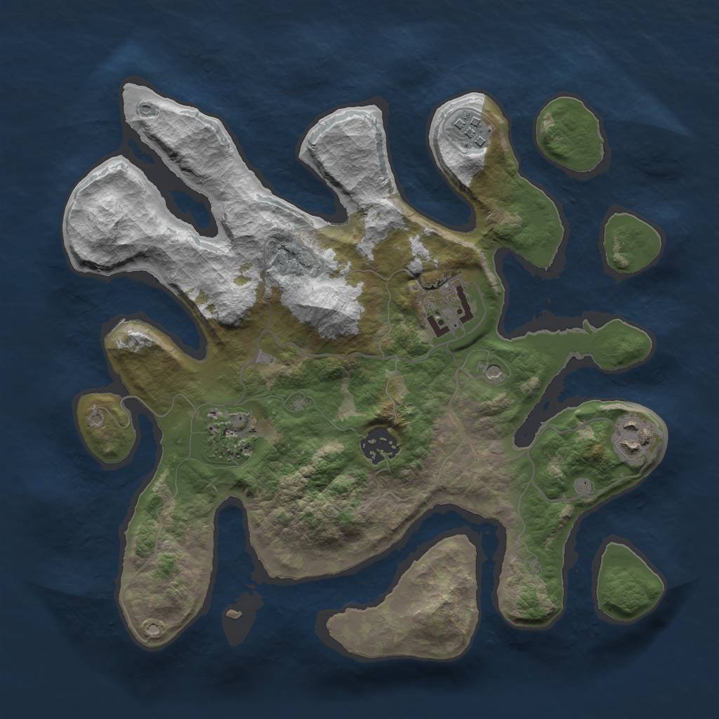 Rust Map: Barren, Size: 3000, Seed: 550791, 8 Monuments