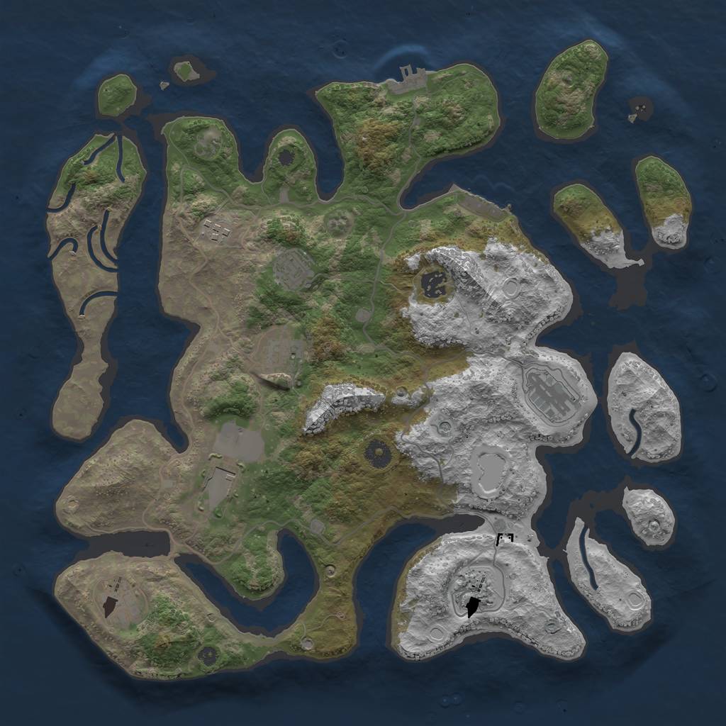 Rust Map: Procedural Map, Size: 4000, Seed: 694994, 16 Monuments