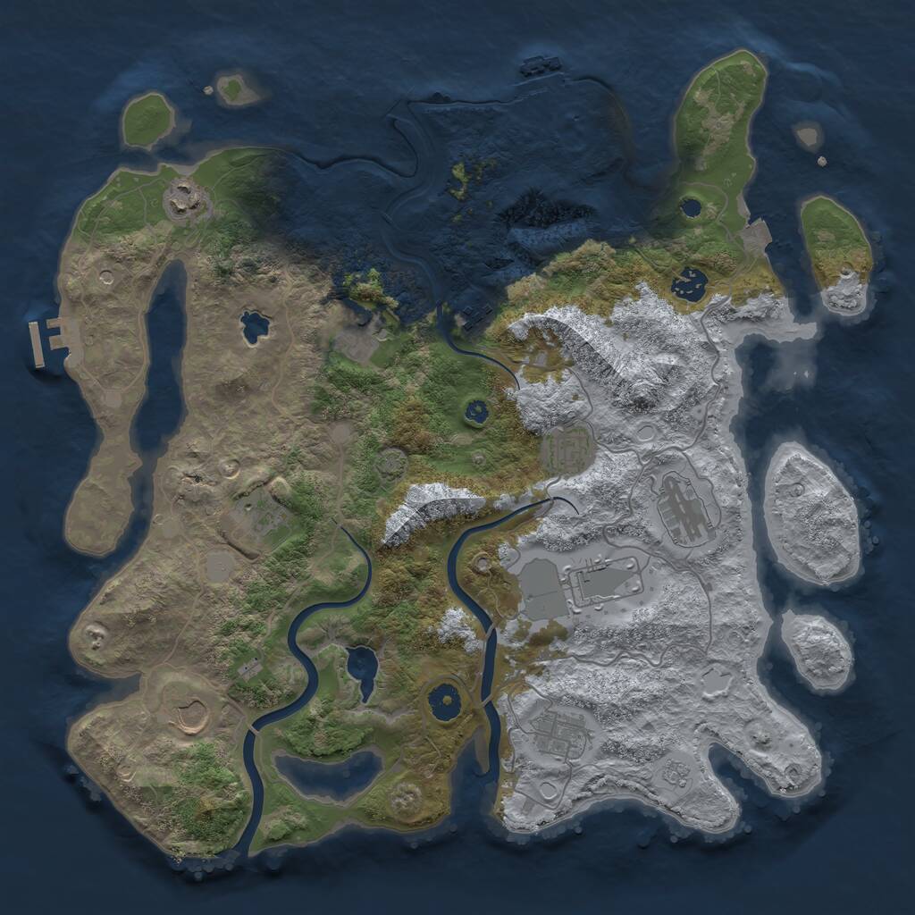 Rust Map: Procedural Map, Size: 4000, Seed: 694994, 16 Monuments