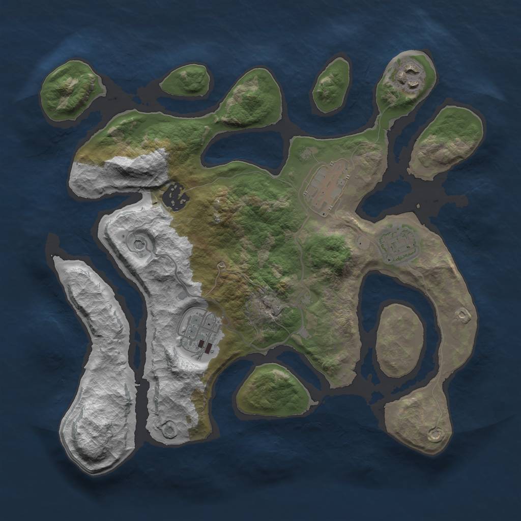Rust Map: Barren, Size: 3000, Seed: 335206, 8 Monuments