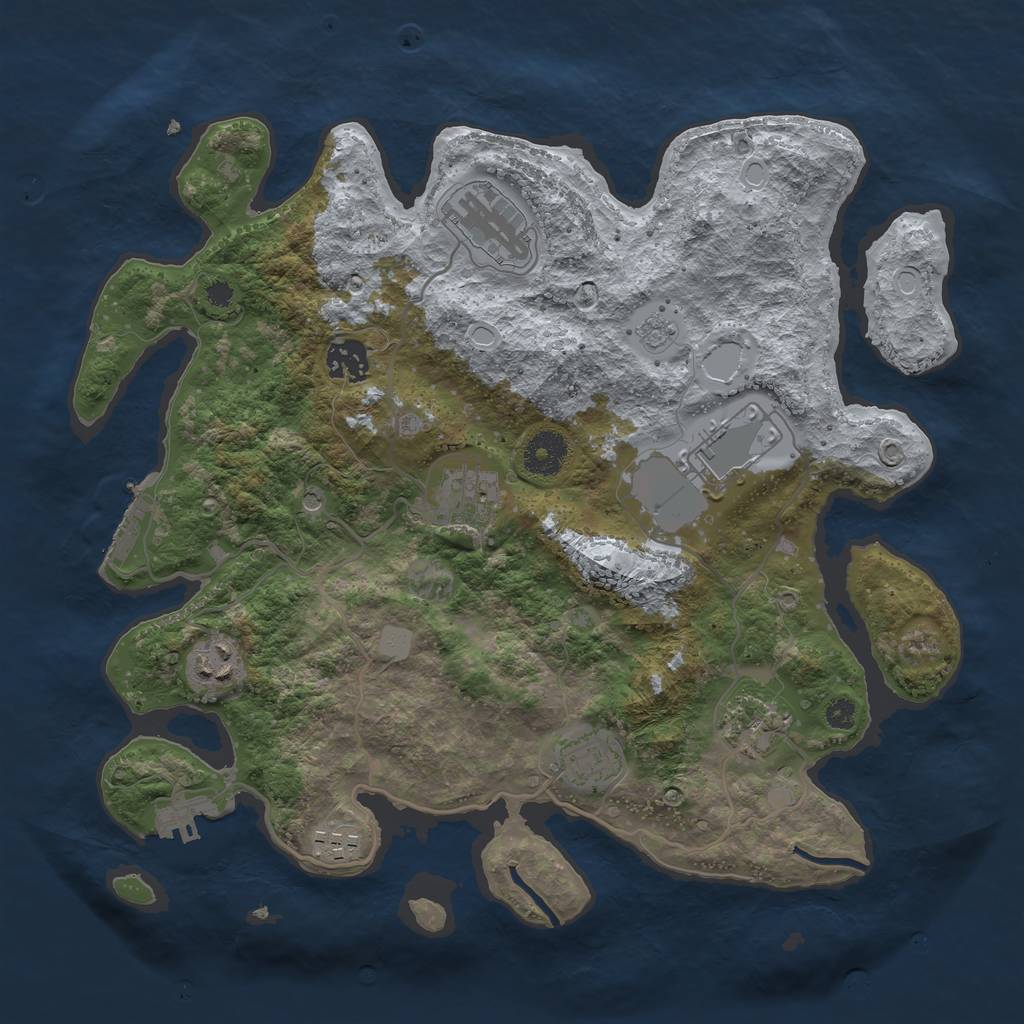 Rust Map: Procedural Map, Size: 3500, Seed: 214087129, 17 Monuments