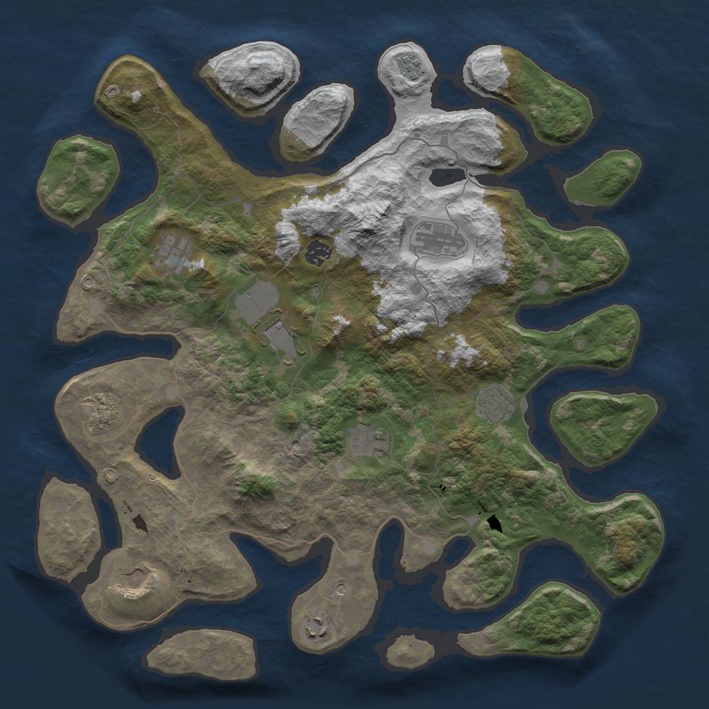 Rust Map: Barren, Size: 4250, Seed: 577341906, 13 Monuments