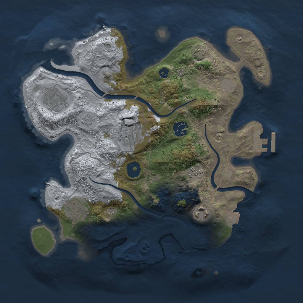 Rust Map: Procedural Map, Size: 3000, Seed: 23820, 11 Monuments