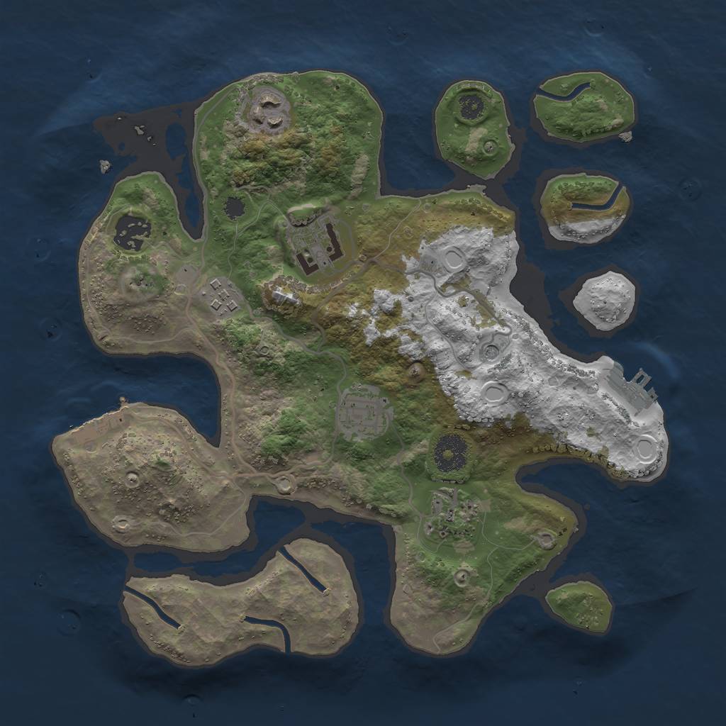 Rust Map: Procedural Map, Size: 3000, Seed: 91392538, 14 Monuments
