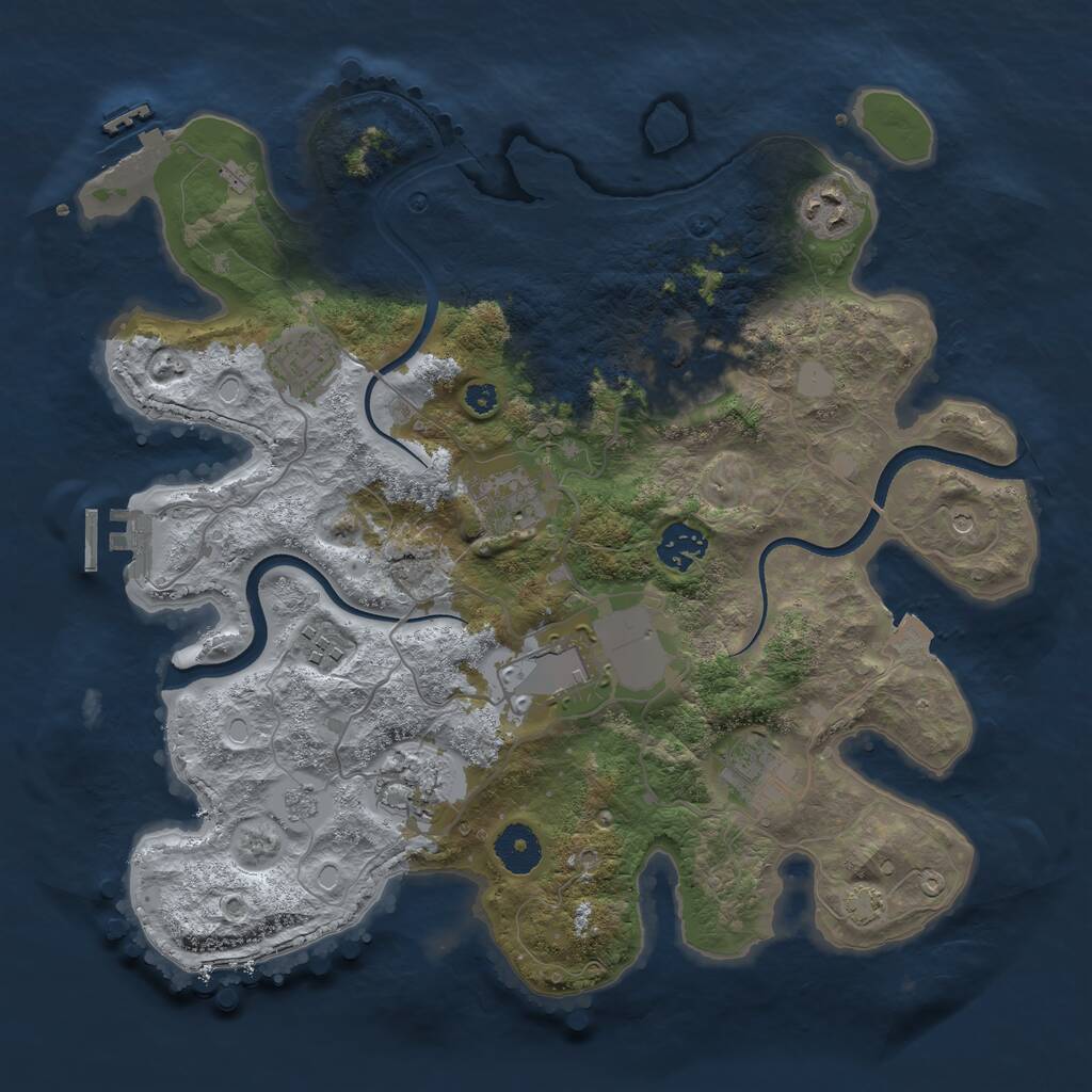 Rust Map: Procedural Map, Size: 3500, Seed: 461502585, 15 Monuments