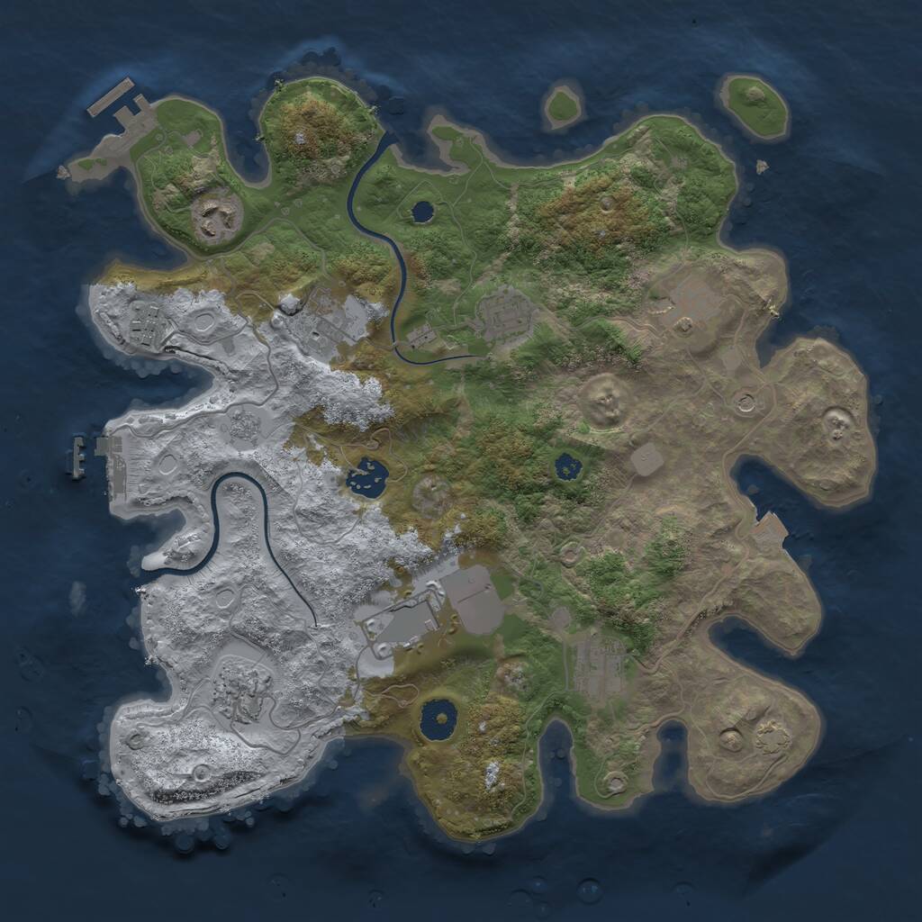 Rust Map: Procedural Map, Size: 3500, Seed: 461502585, 15 Monuments
