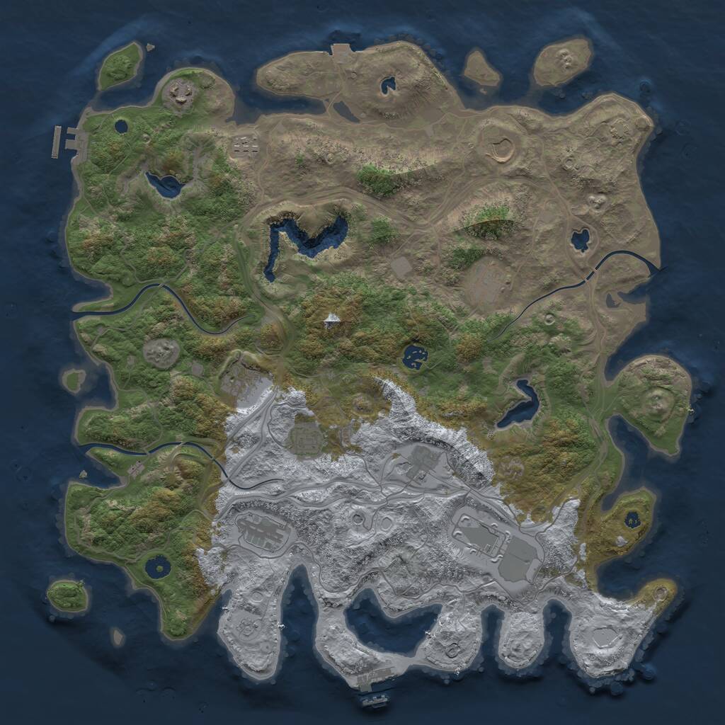 Rust Map: Procedural Map, Size: 4500, Seed: 1927333566, 16 Monuments