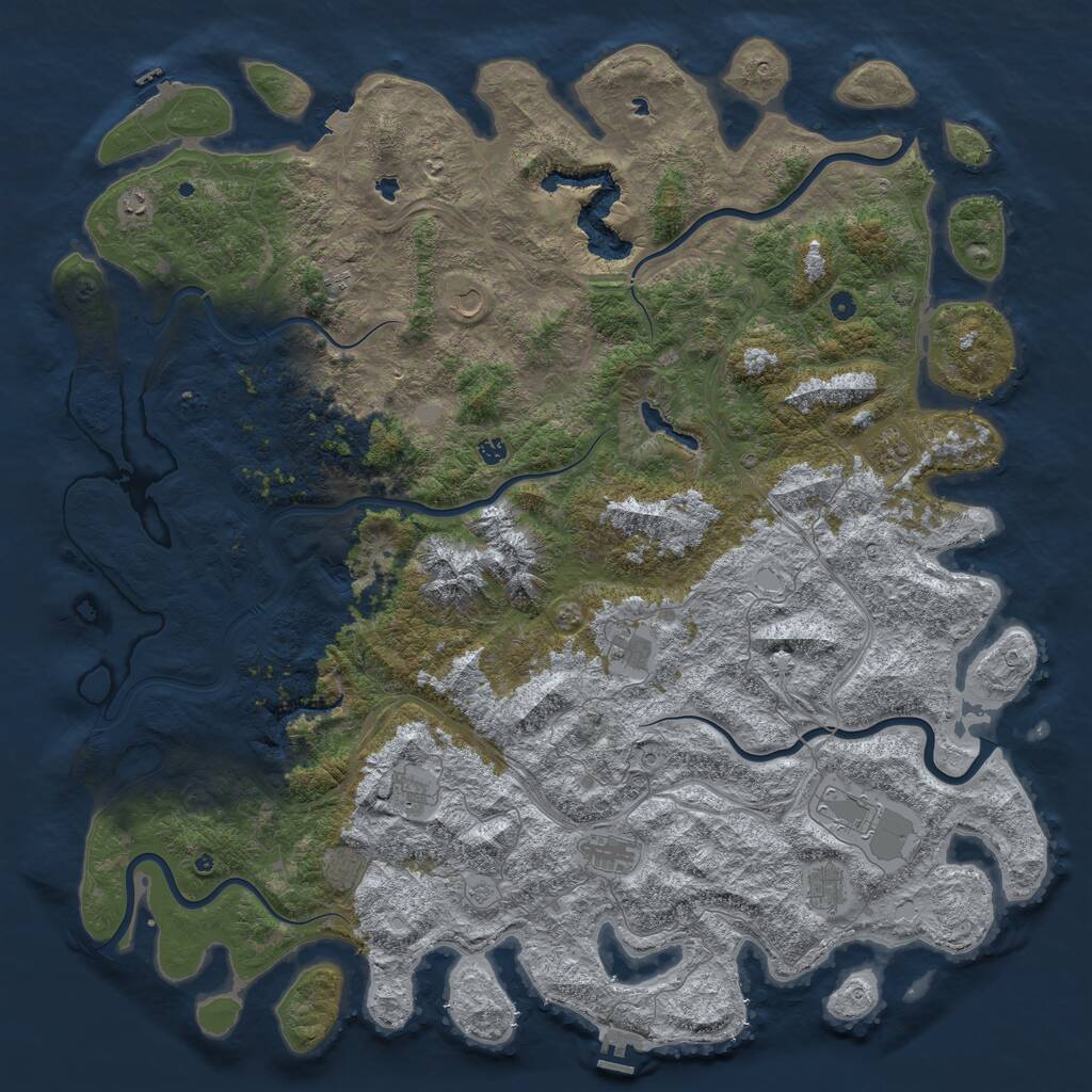 Rust Map: Procedural Map, Size: 6000, Seed: 33984996, 17 Monuments