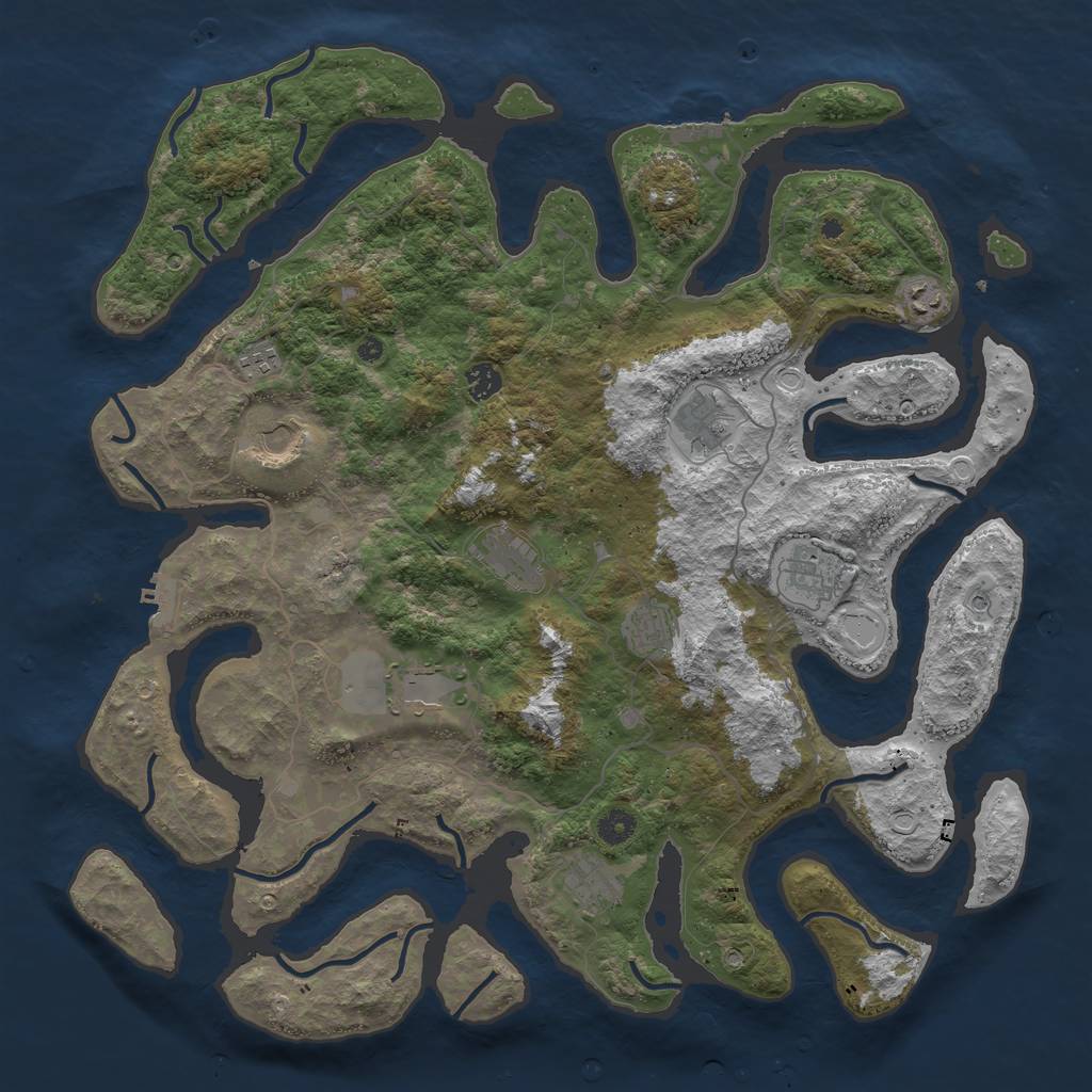 Rust Map: Procedural Map, Size: 4500, Seed: 1368792845, 21 Monuments