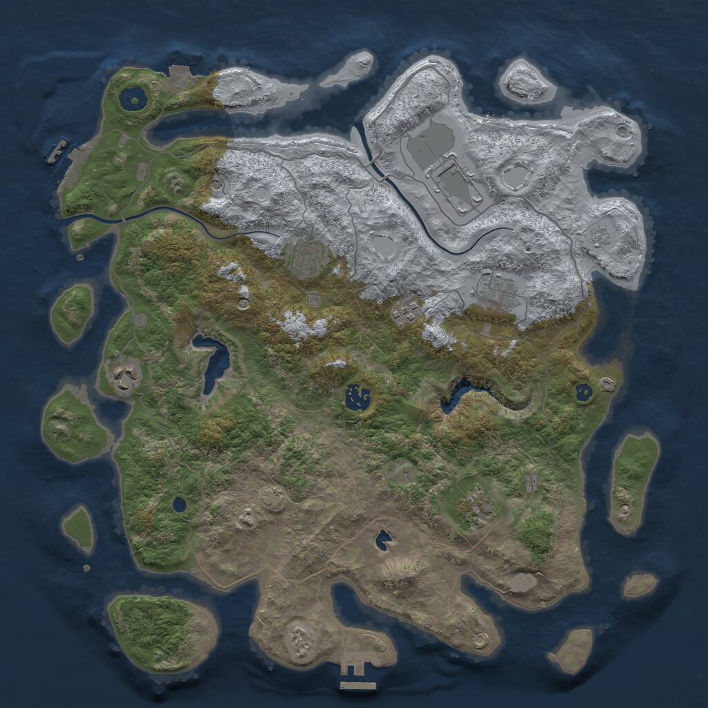 Rust Map: Procedural Map, Size: 4000, Seed: 1564036692, 13 Monuments