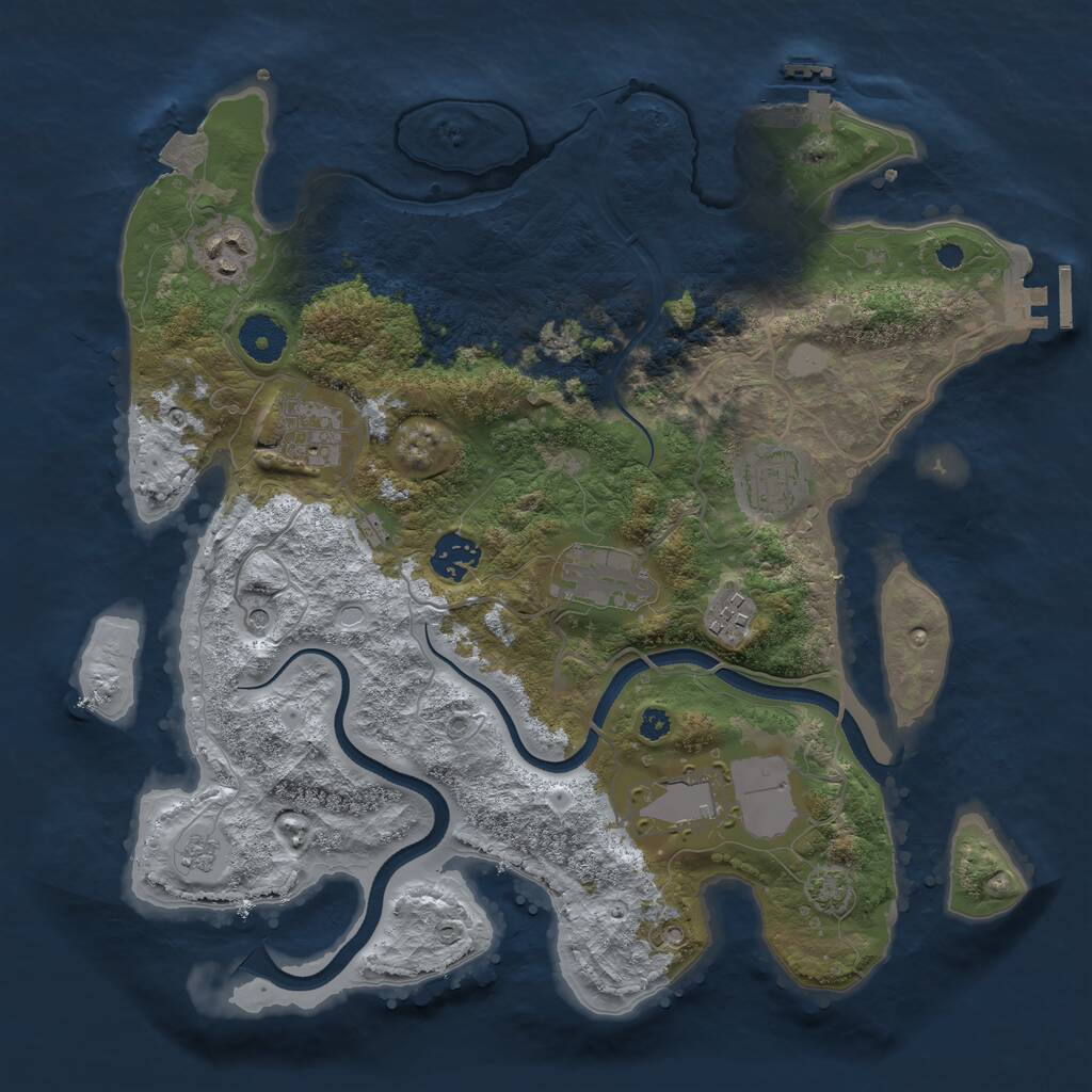 Rust Map: Procedural Map, Size: 3500, Seed: 211926781, 13 Monuments