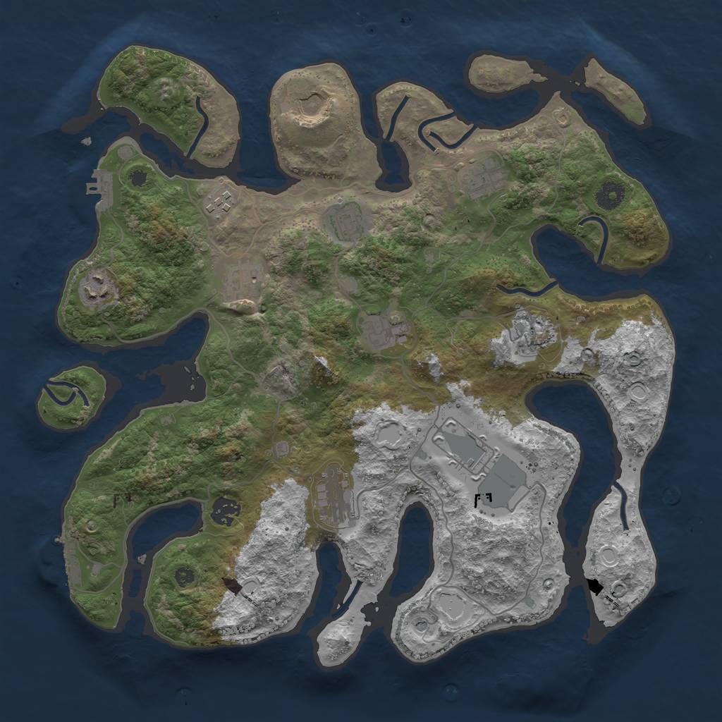 Rust Map: Procedural Map, Size: 3800, Seed: 358532456, 22 Monuments