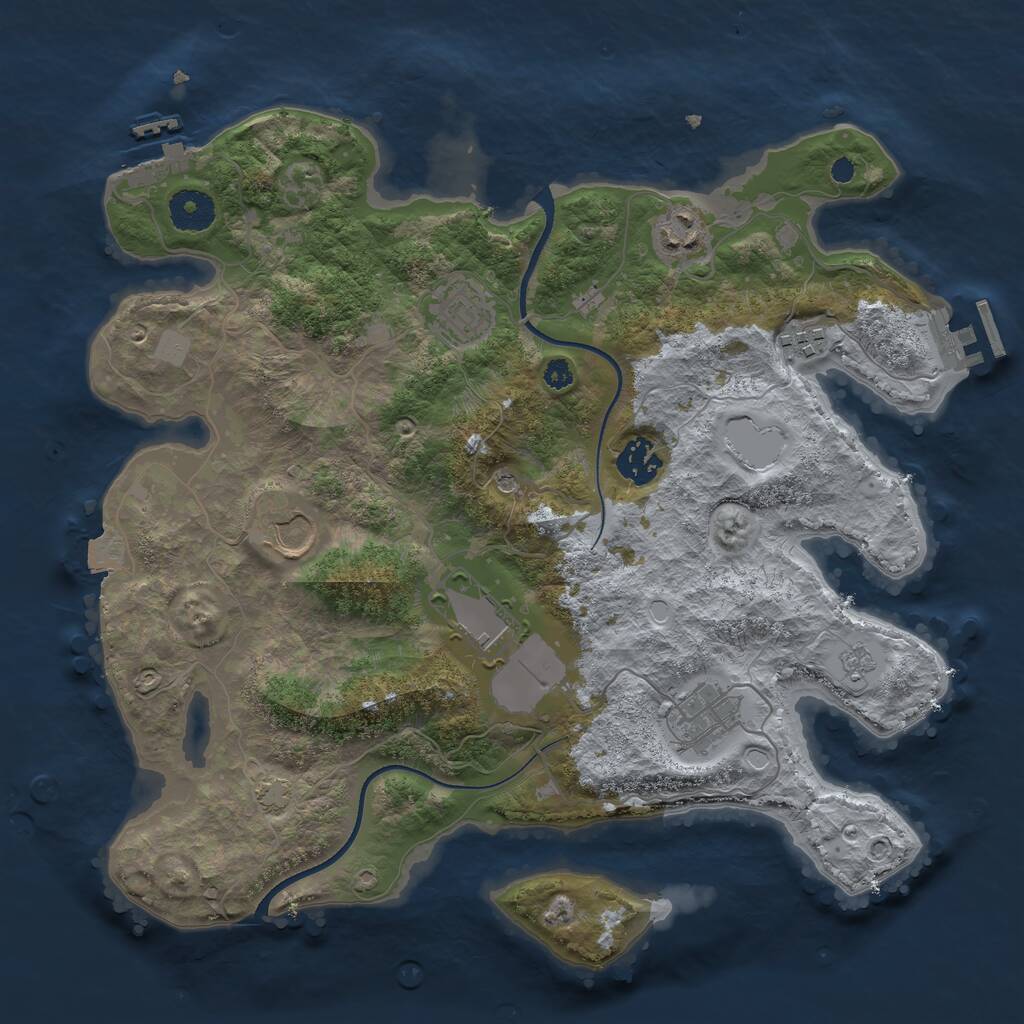 Rust Map: Procedural Map, Size: 3500, Seed: 687296705, 13 Monuments
