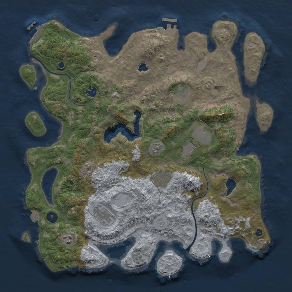 Rust Map: Procedural Map, Size: 4000, Seed: 284753074, 13 Monuments