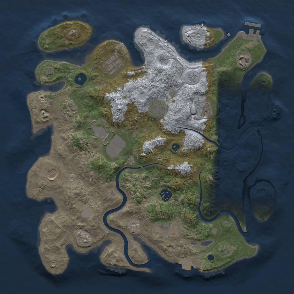 Rust Map: Procedural Map, Size: 3700, Seed: 25204777, 16 Monuments