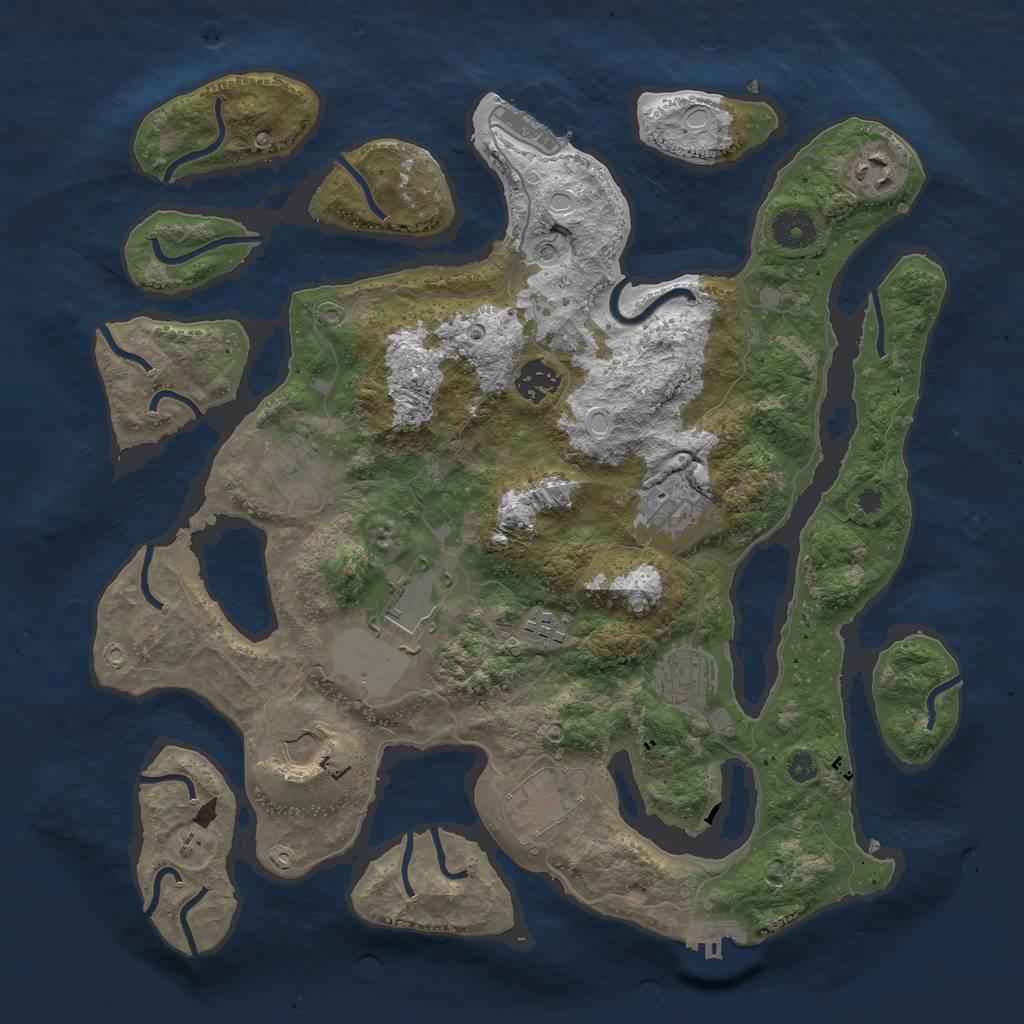 Rust Map: Procedural Map, Size: 3700, Seed: 25204777, 17 Monuments