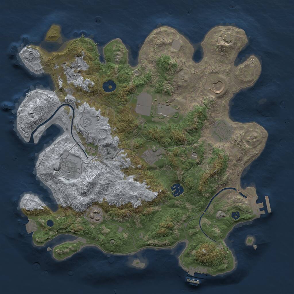 Rust Map: Procedural Map, Size: 3500, Seed: 295559007, 14 Monuments