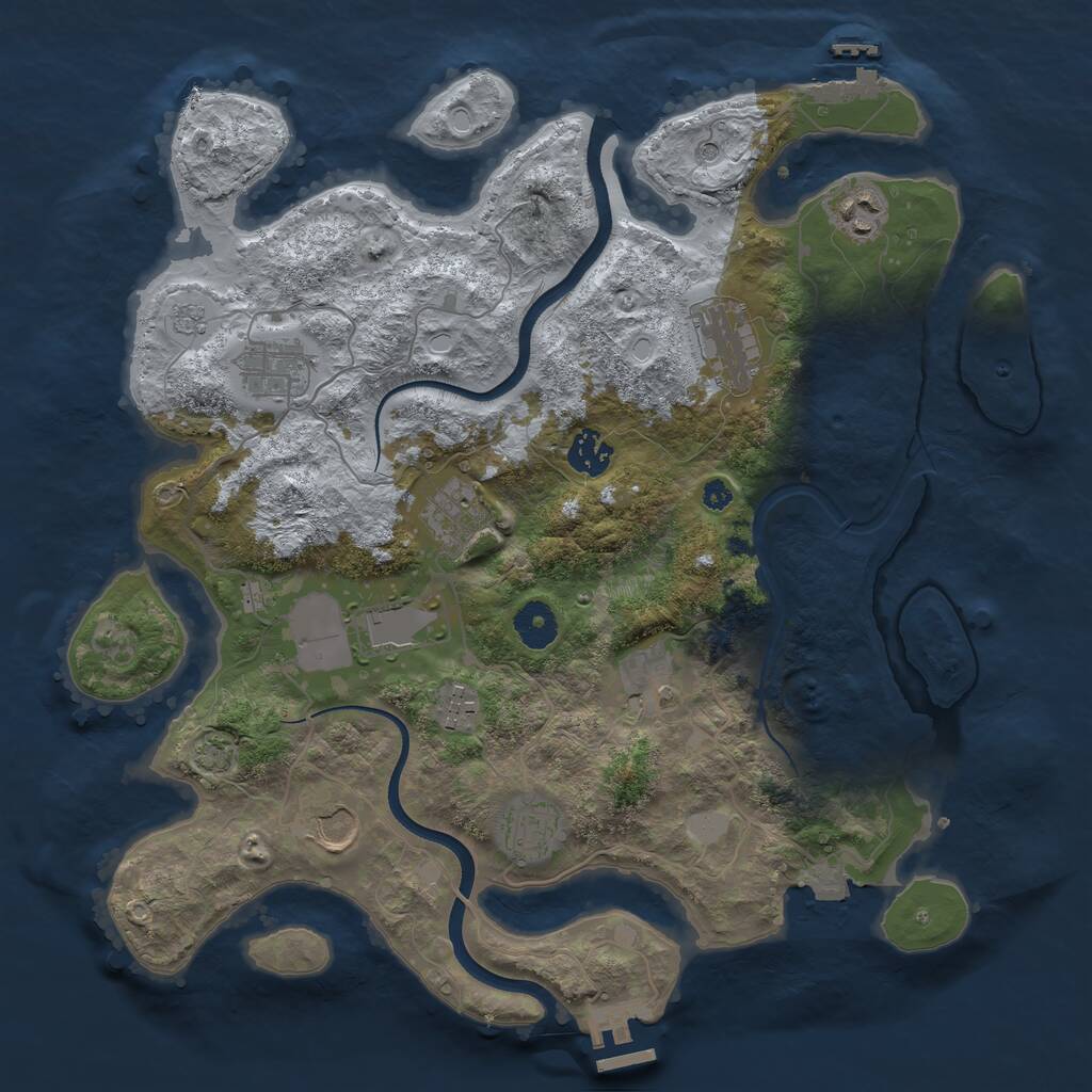 Rust Map: Procedural Map, Size: 3700, Seed: 1709566548, 16 Monuments