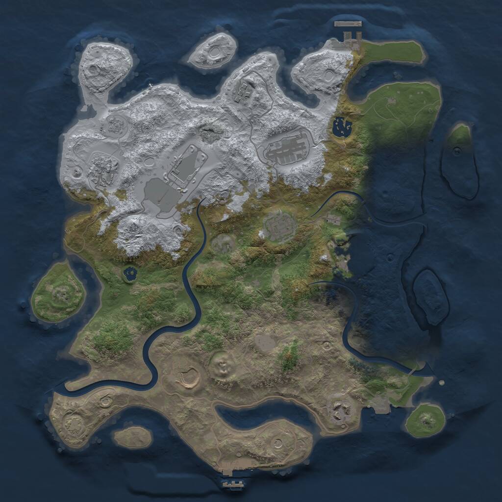 Rust Map: Procedural Map, Size: 3700, Seed: 1709566548, 15 Monuments