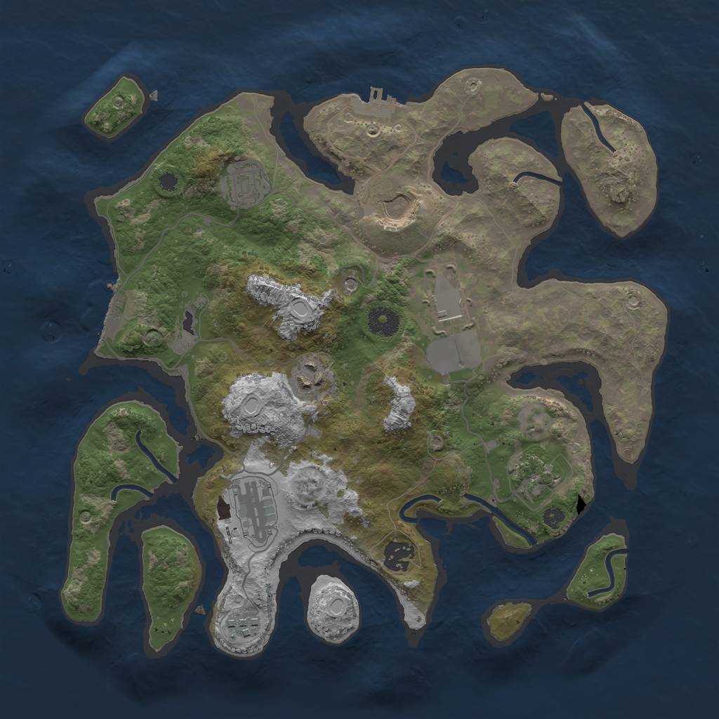 Rust Map: Procedural Map, Size: 3500, Seed: 854591572, 19 Monuments