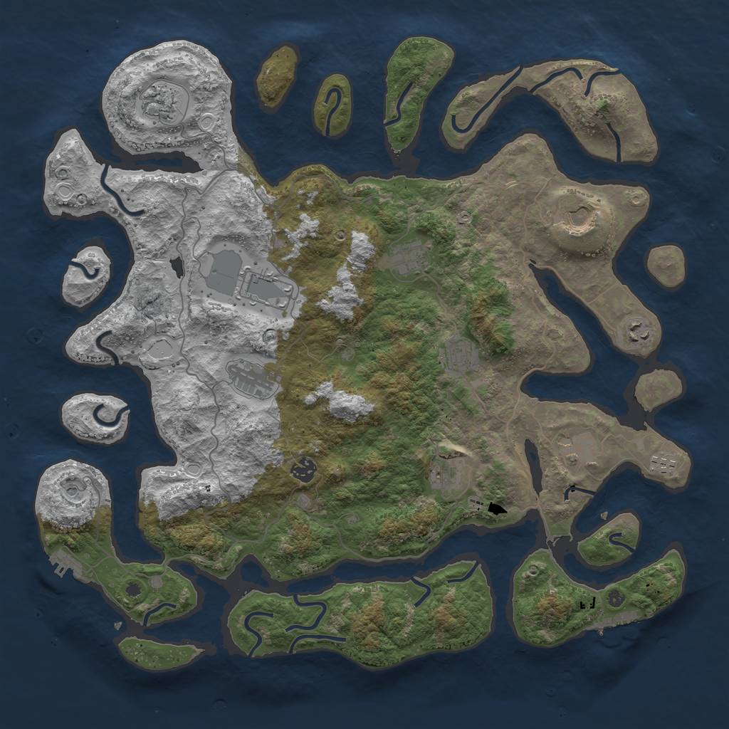 Rust Map: Procedural Map, Size: 4500, Seed: 388264595, 22 Monuments