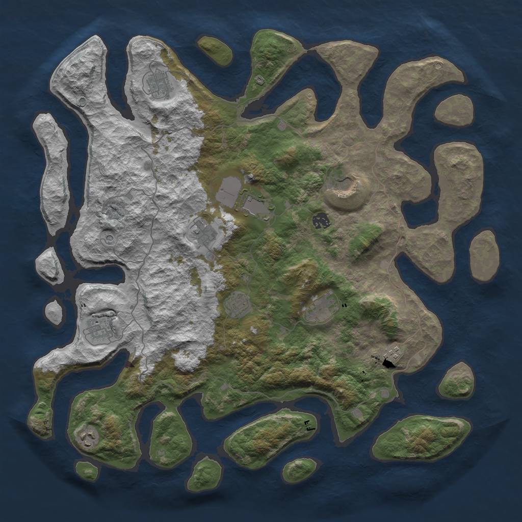 Rust Map: Barren, Size: 4600, Seed: 256, 13 Monuments