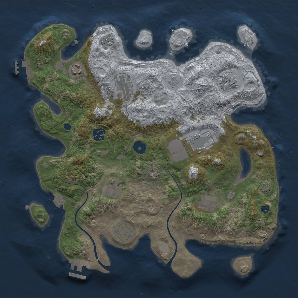 Rust Map: Procedural Map, Size: 3500, Seed: 1495452928, 15 Monuments