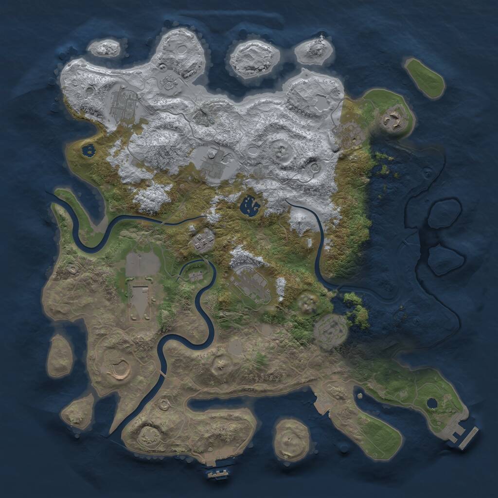 Rust Map: Procedural Map, Size: 3800, Seed: 34985, 16 Monuments