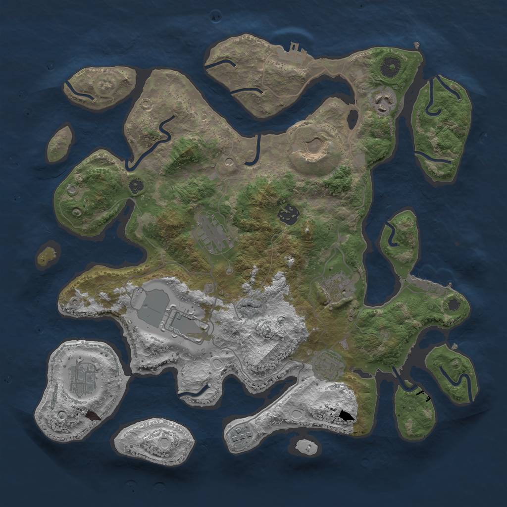Rust Map: Procedural Map, Size: 3750, Seed: 1924282643, 20 Monuments