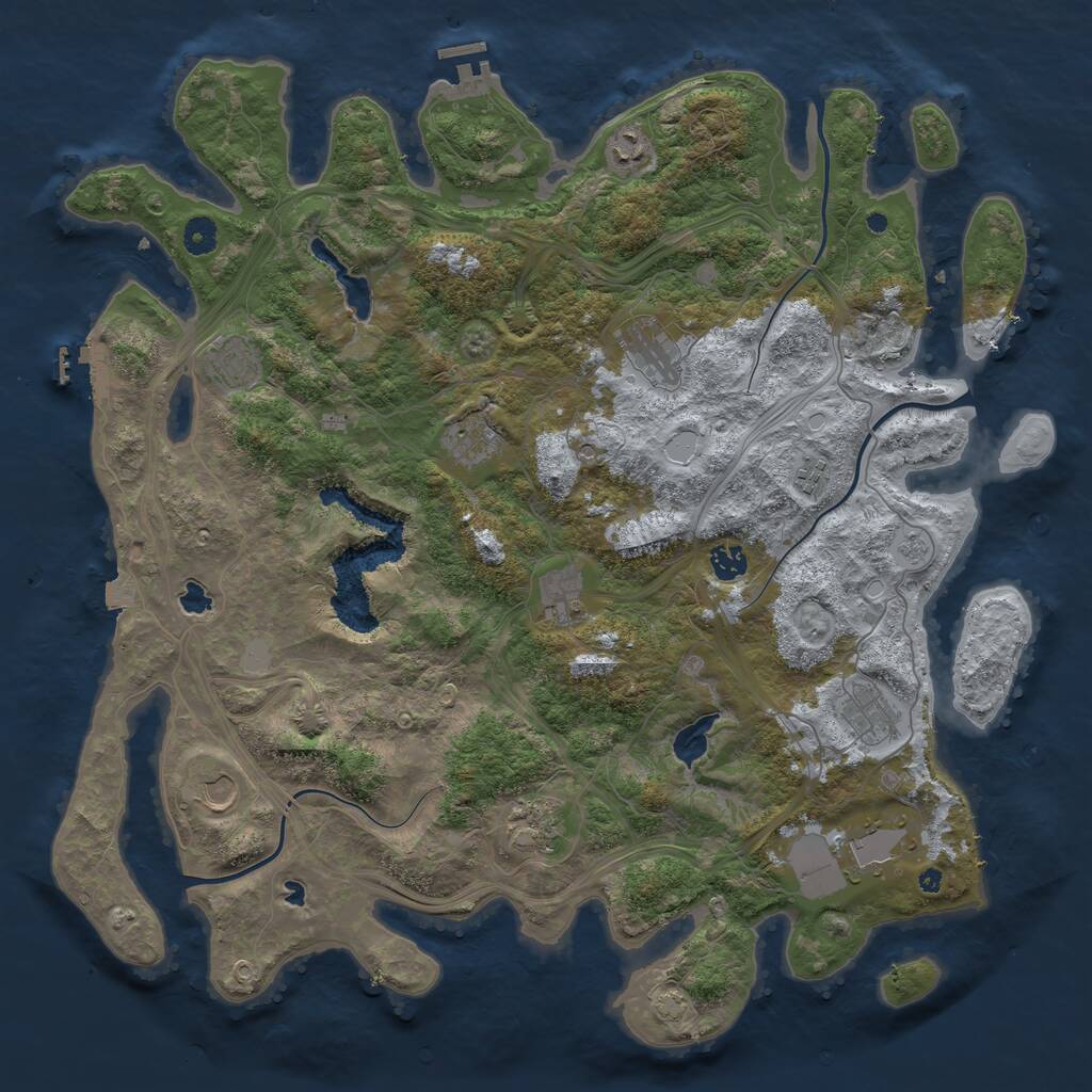 Rust Map: Procedural Map, Size: 4500, Seed: 1840797036, 17 Monuments