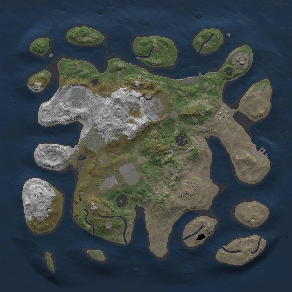 Rust Map: Procedural Map, Size: 3500, Seed: 54325, 16 Monuments