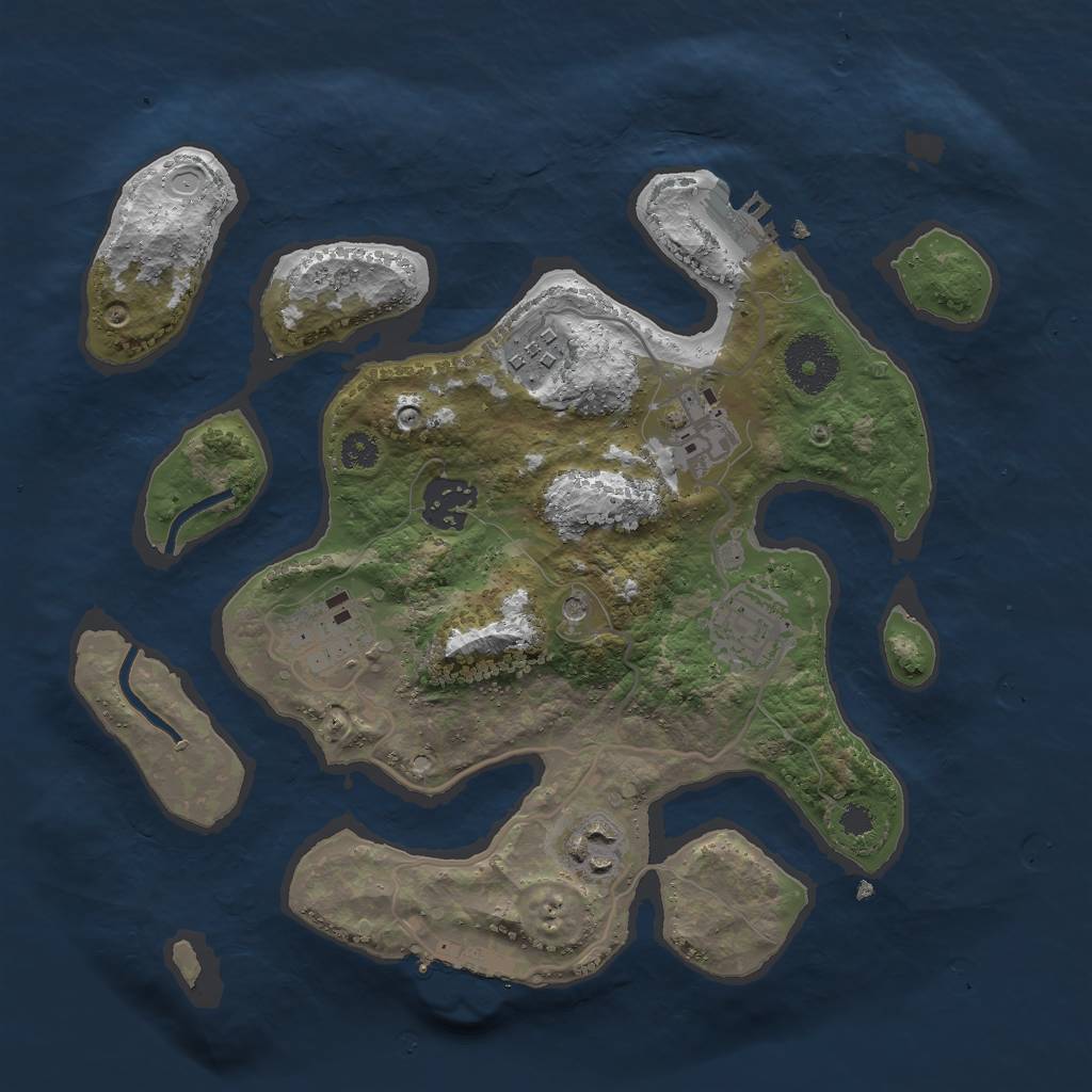 Rust Map: Procedural Map, Size: 3000, Seed: 7132259, 14 Monuments