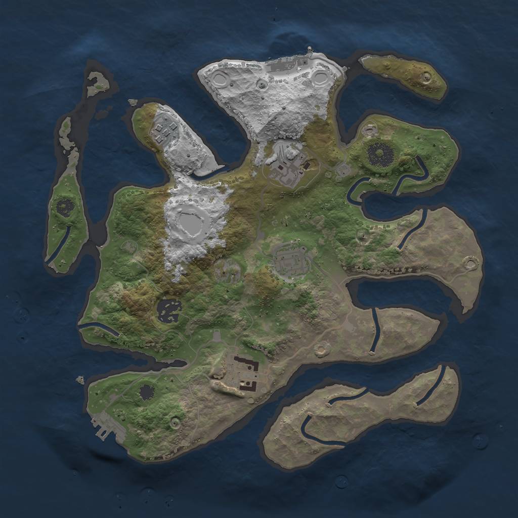 Rust Map: Procedural Map, Size: 3000, Seed: 593402, 12 Monuments