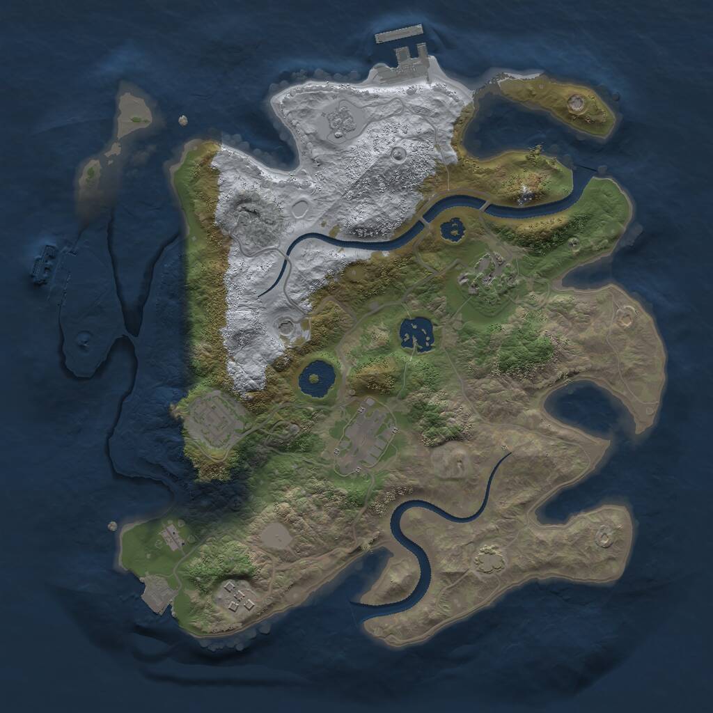 Rust Map: Procedural Map, Size: 3000, Seed: 593402, 11 Monuments