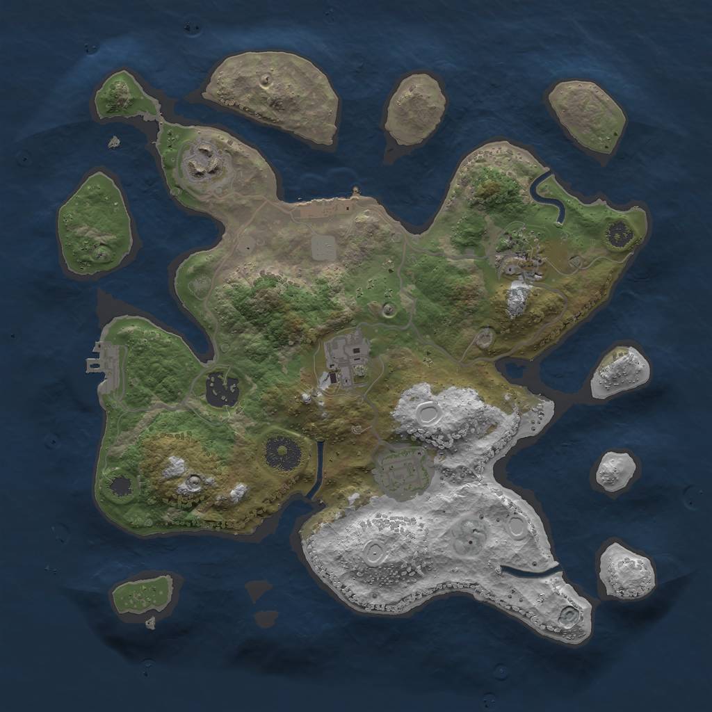Rust Map: Procedural Map, Size: 3000, Seed: 20027021, 12 Monuments