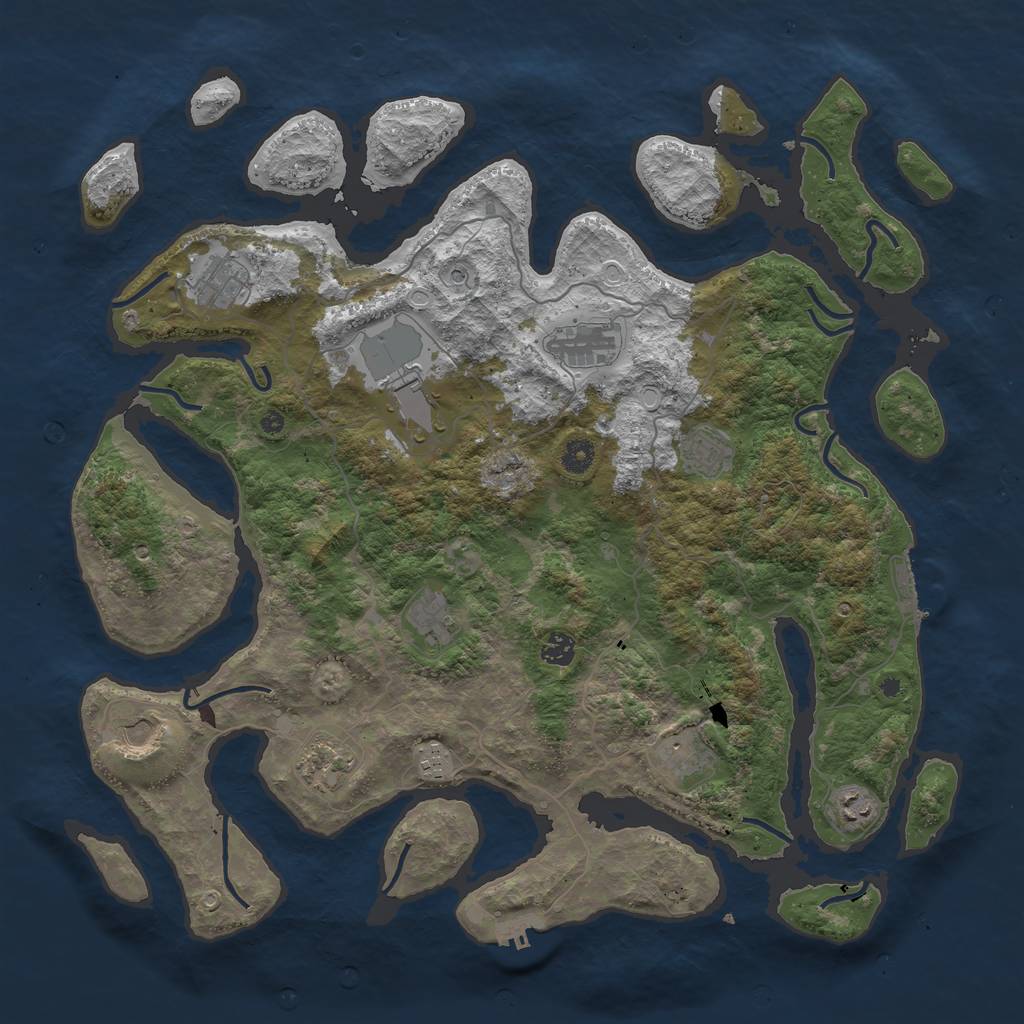 Rust Map: Procedural Map, Size: 4500, Seed: 1951477805, 22 Monuments