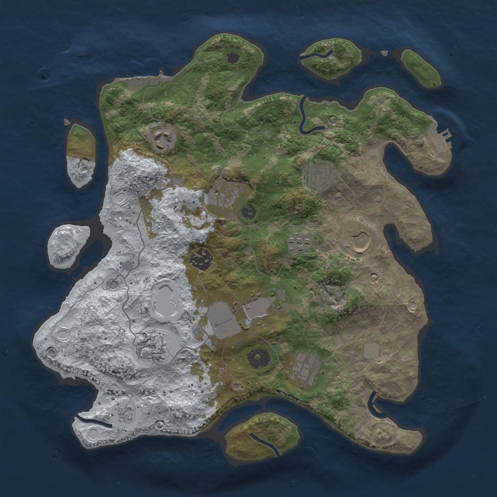Rust Map: Procedural Map, Size: 3500, Seed: 5348, 18 Monuments