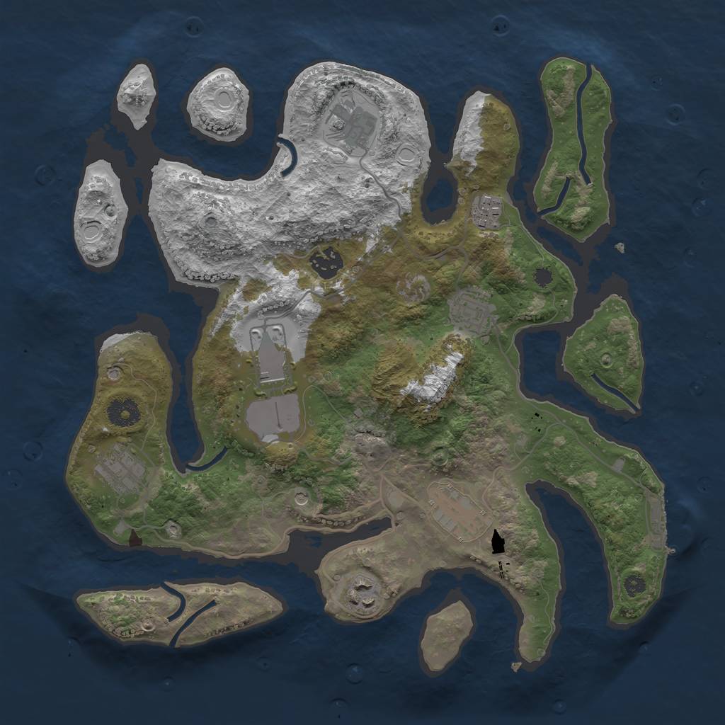 Rust Map: Procedural Map, Size: 3500, Seed: 459921, 15 Monuments