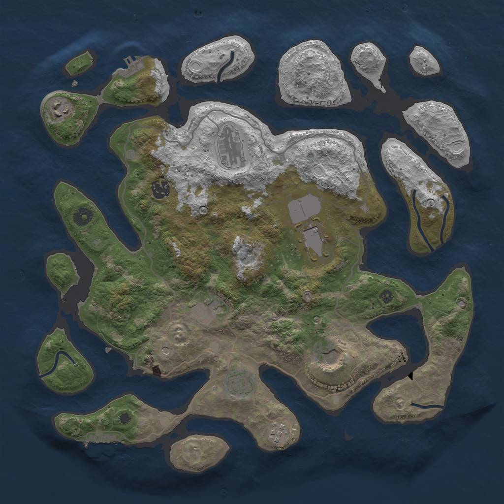 Rust Map: Procedural Map, Size: 4000, Seed: 979967937, 19 Monuments