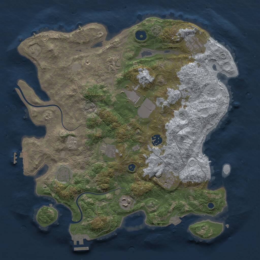Rust Map: Procedural Map, Size: 3600, Seed: 879457839, 15 Monuments