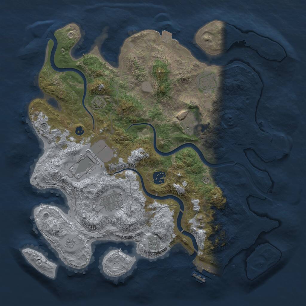 Rust Map: Procedural Map, Size: 3500, Seed: 2023807450, 12 Monuments
