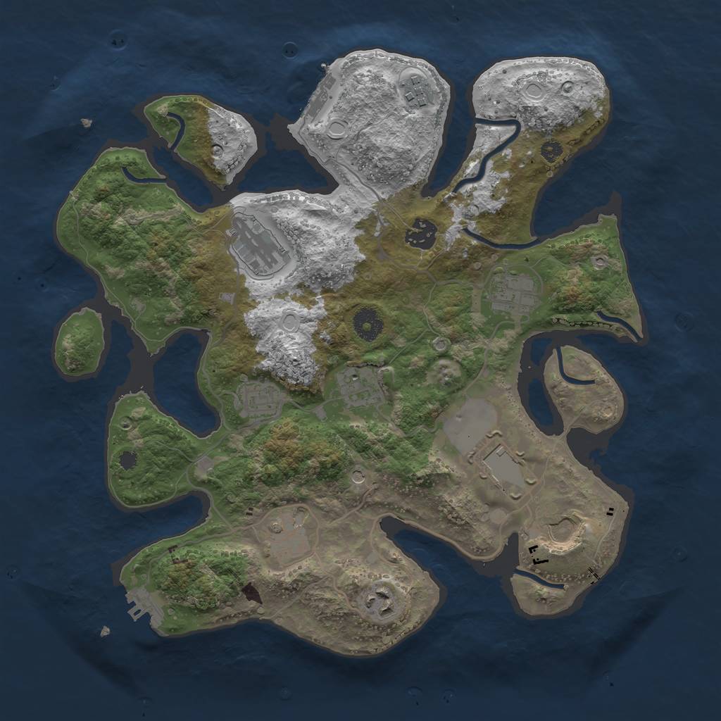 Rust Map: Procedural Map, Size: 3500, Seed: 542021403, 18 Monuments