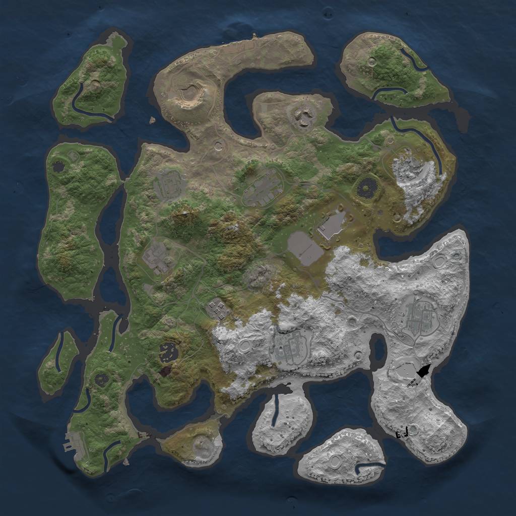 Rust Map: Procedural Map, Size: 3800, Seed: 464326, 19 Monuments