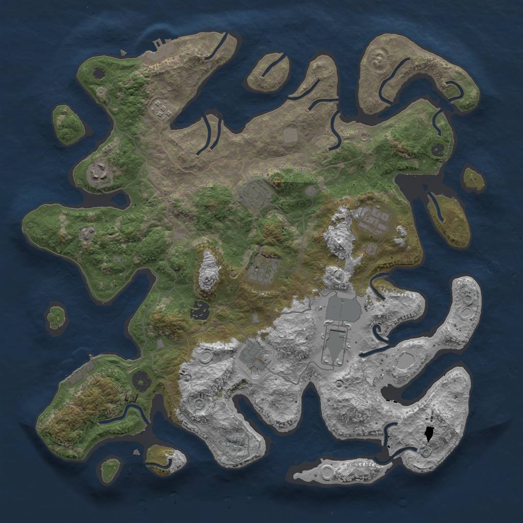 Rust Map: Procedural Map, Size: 4000, Seed: 614503312, 16 Monuments