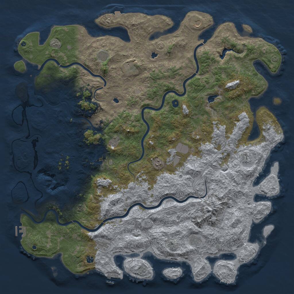 Rust Map: Procedural Map, Size: 6000, Seed: 20027021, 17 Monuments