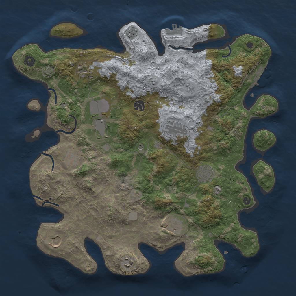 Rust Map: Procedural Map, Size: 3950, Seed: 1506991046, 18 Monuments