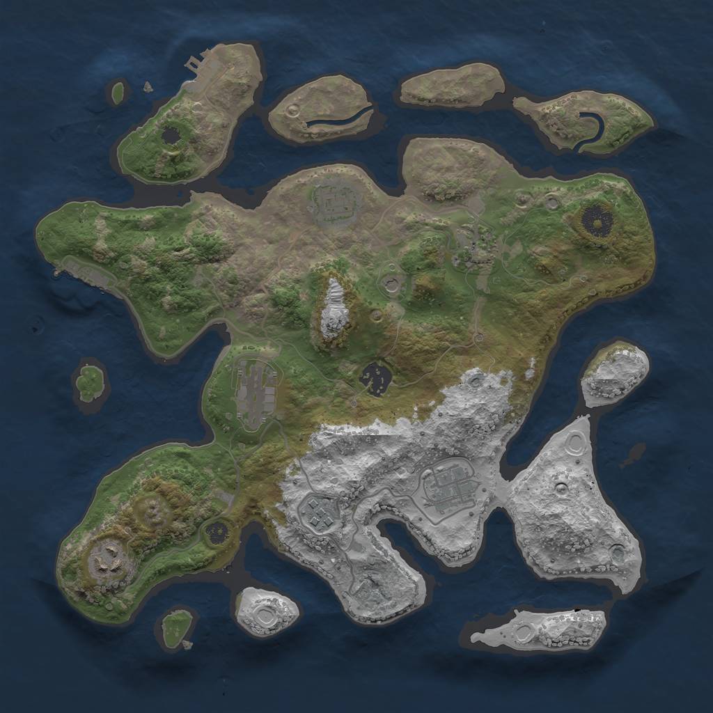 Rust Map: Procedural Map, Size: 3400, Seed: 614503312, 18 Monuments