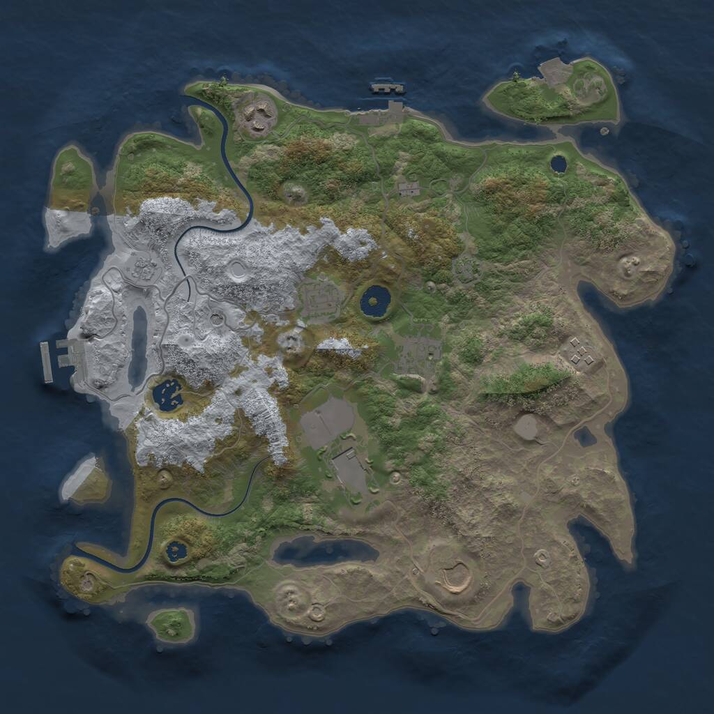 Rust Map: Procedural Map, Size: 3500, Seed: 634122, 13 Monuments